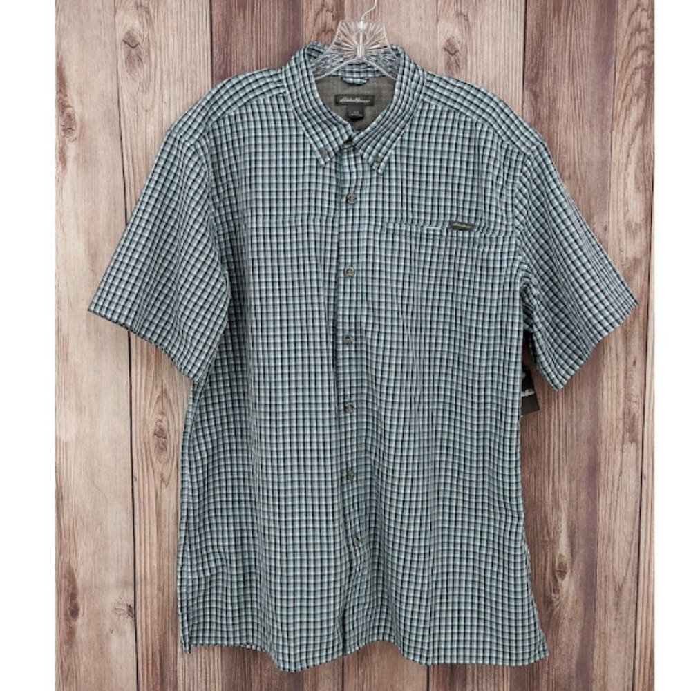 EDDIE BAUER Men's Rainier Short Sleeved Shirt Sz L